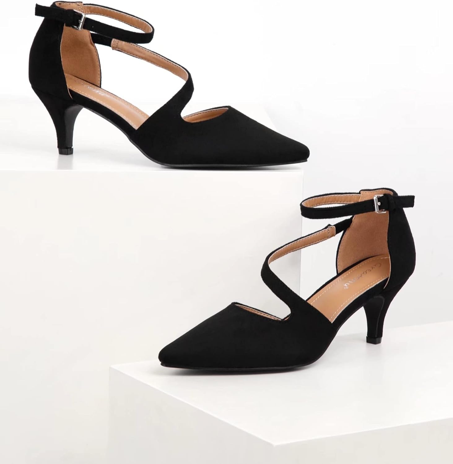 Greatonu Chaussures à talon pointu et bande croisée pour femme – Image 6