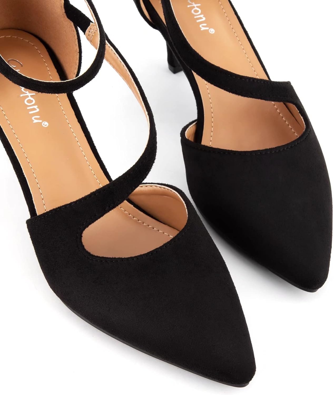 Greatonu Chaussures à talon pointu et bande croisée pour femme – Image 7