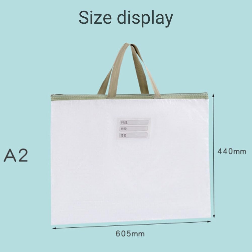 Paquet de 4 dossiers de documents à fermeture éclair en plastique A2, pochettes de rangement en maille pour fournitures scolaires et de bureau et accessoires de voyage – Image 8