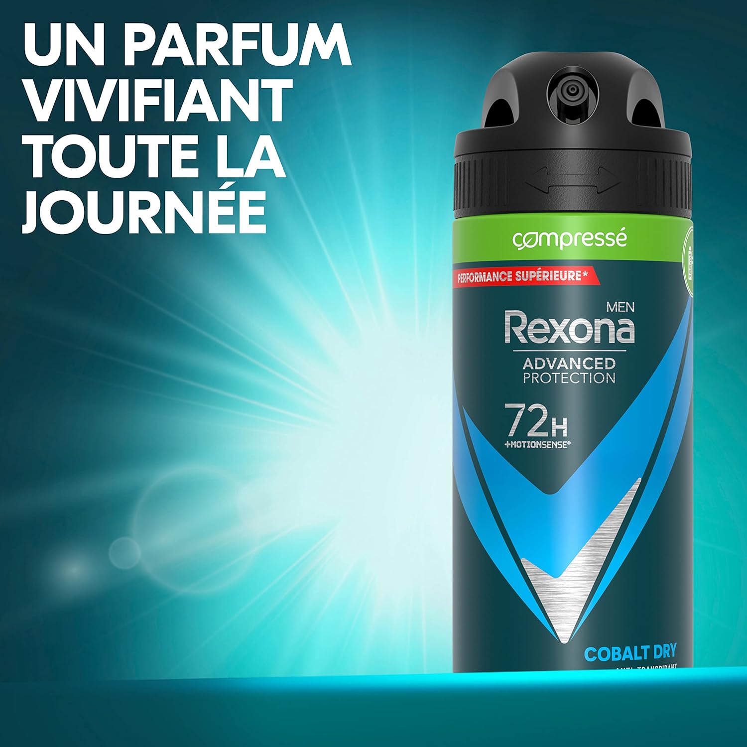 REXONA Men Déodorant Sec Cobalt - Spray Anti-Transpirant Comprimé - Parfum Frais et Longue Durée - Protection 72h (Pack de 6 x 100 ml) – Image 5