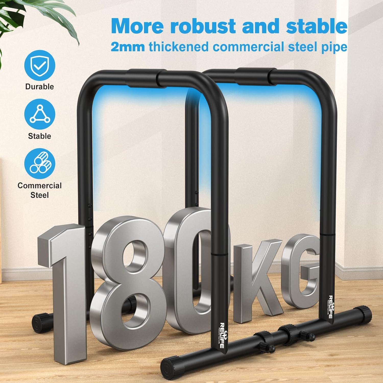 RELIFE reconstruisez votre vie Dips barre parallèle Station de Fitness réglable Push Up Dip Support gymnase rue entraînement Dip Stands – Image 3