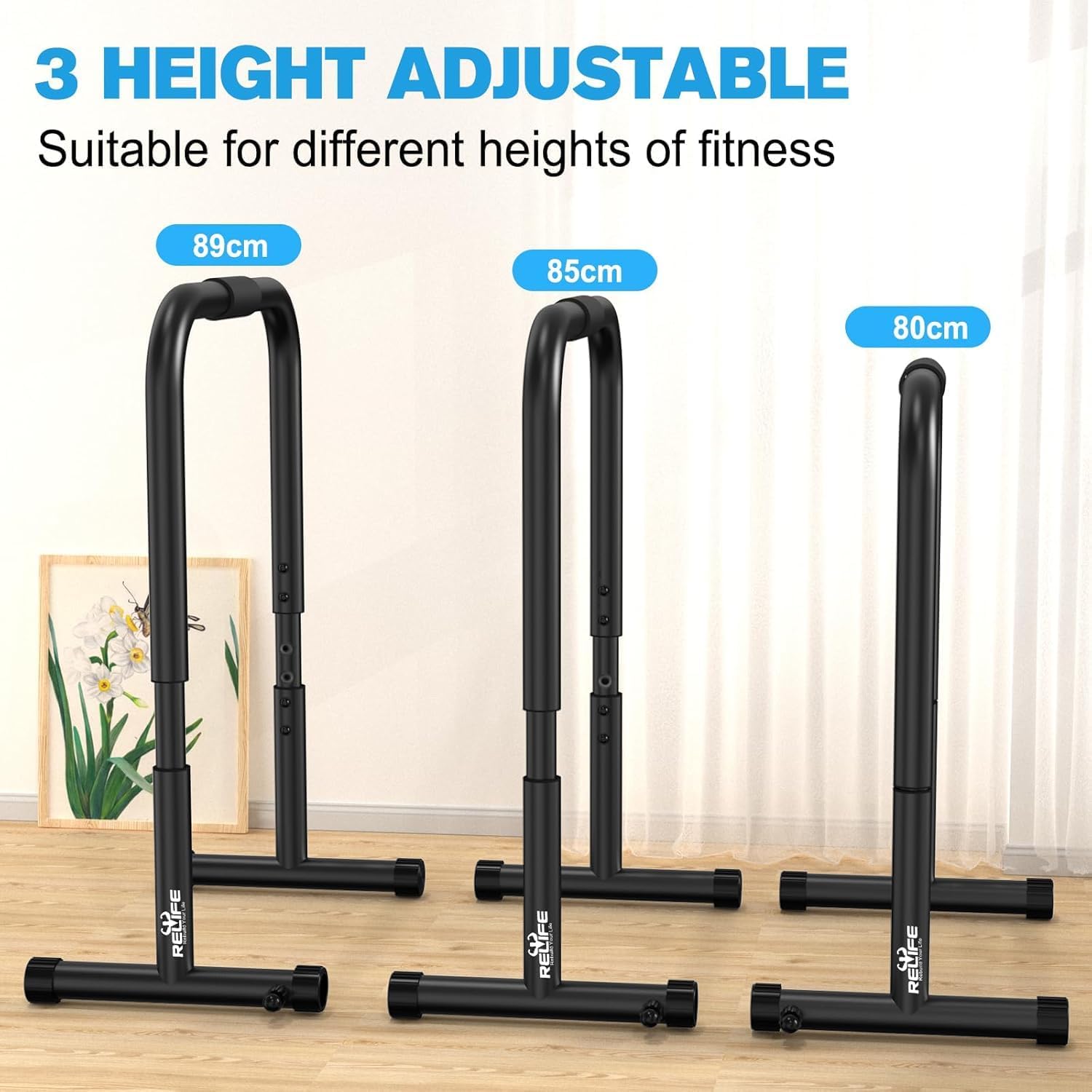 RELIFE reconstruisez votre vie Dips barre parallèle Station de Fitness réglable Push Up Dip Support gymnase rue entraînement Dip Stands – Image 4
