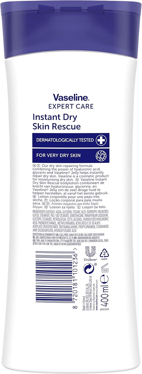 Vaseline Expert Care Lotion corporelle instantanée pour peaux sèches, éclaircissante pour peaux très sèches - 1 x 400 ml – Image 4