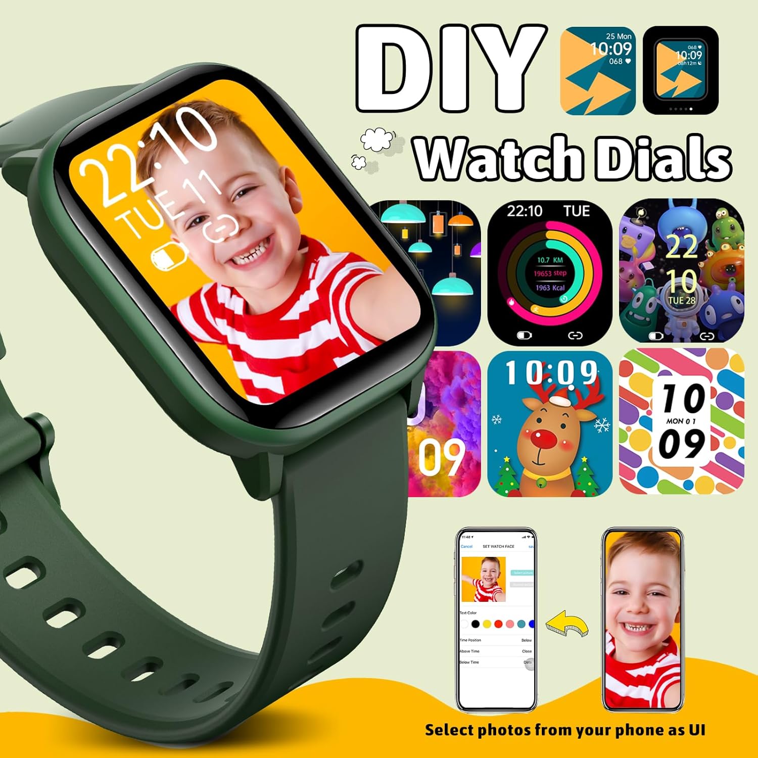 Montre intelligente pour enfants, montre pour enfants, filles, garçons, 20 modes sportifs, podomètre, moniteur de sommeil, montre de sport pour enfants, cadeau d'anniversaire pour filles et garçons – Image 7
