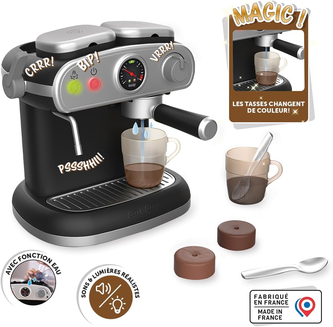 Smoby - Machine à Expresso - Jouet d'Imitation Réaliste - Effets Sonores et Lumineux - 6 Accessoires - Développer la Créativité - Recréer les Gestes du Quotidien – Image 3