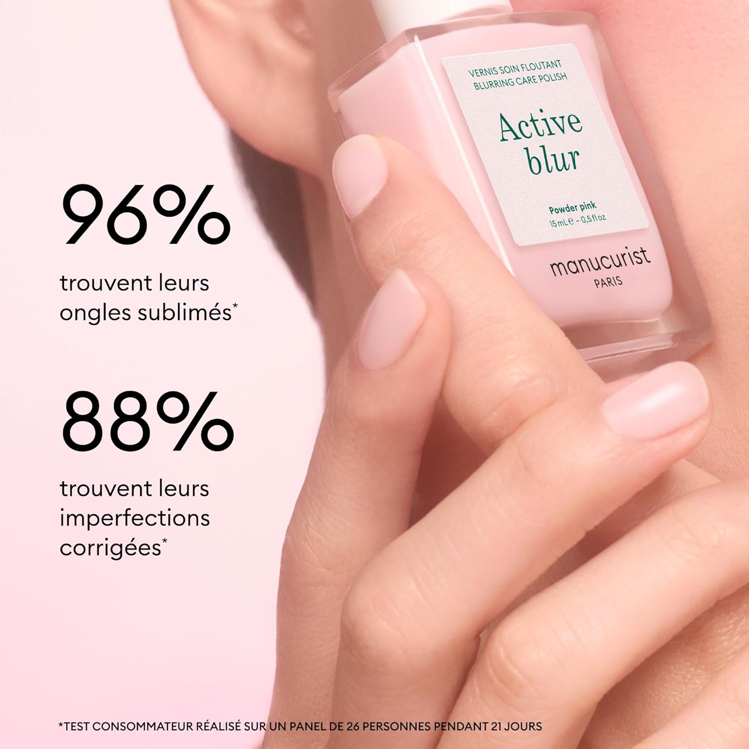 Manucurist - Vernis à Ongles Bio-Sourcé Active Blur Blur (Rose Poudré Mat) - Vernis Perfecteur Durcissant, Effet Velours Rose Mat, Soin des Ongles Fortifiant & Lissant – Image 5