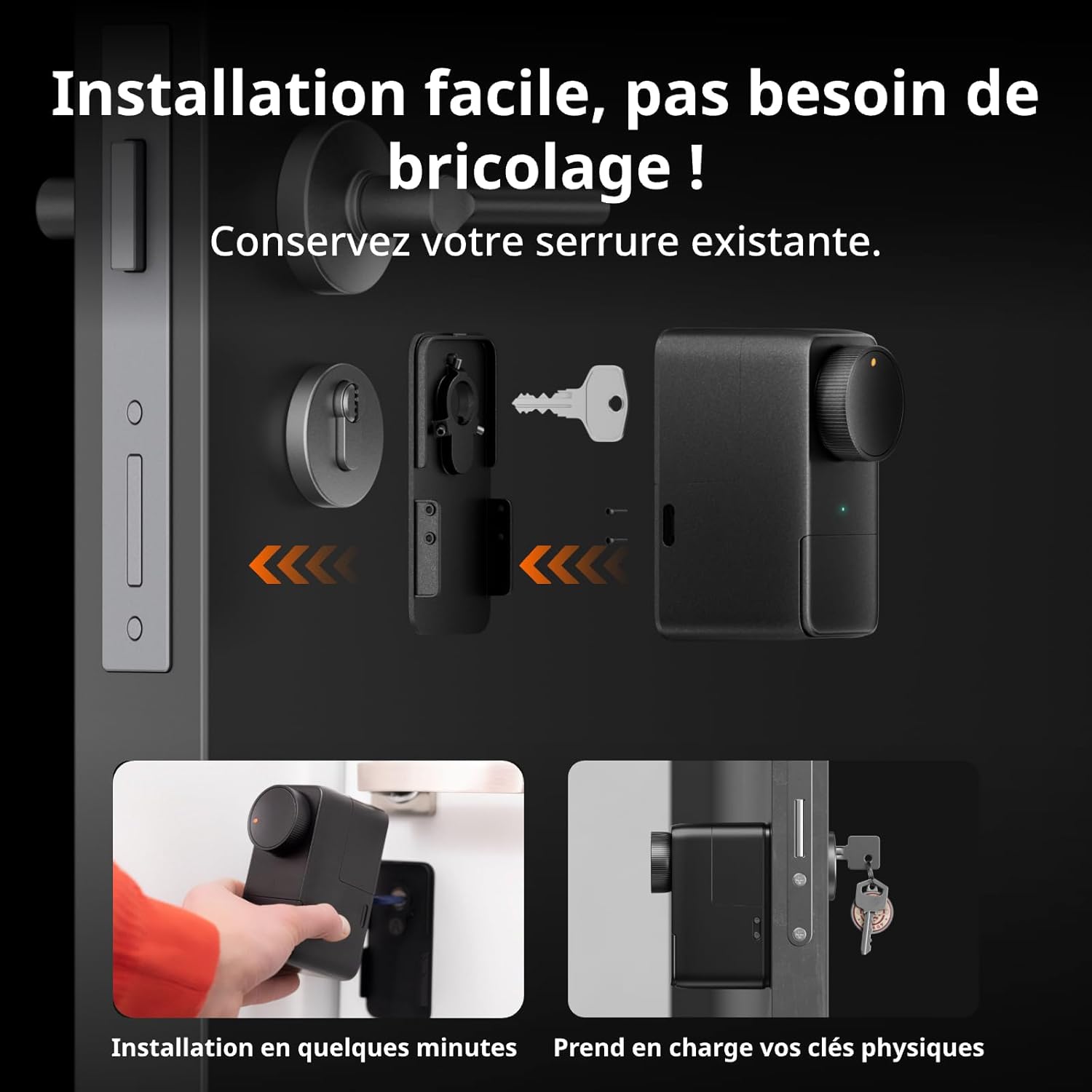 SwitchBot Lock Pro WiFi avec clavier tactile, serrure électronique Bluetooth, étanche IP65, s'adapte à votre cylindre existant, compatible avec Matter, Alexa et Google – Image 4