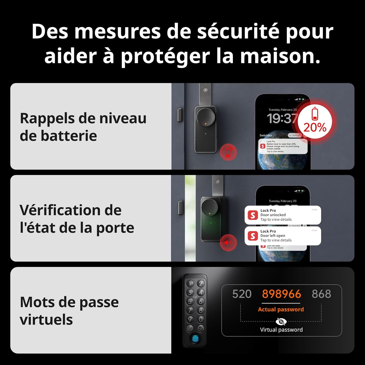 SwitchBot Lock Pro WiFi avec clavier tactile, serrure électronique Bluetooth, étanche IP65, s'adapte à votre cylindre existant, compatible avec Matter, Alexa et Google – Image 10
