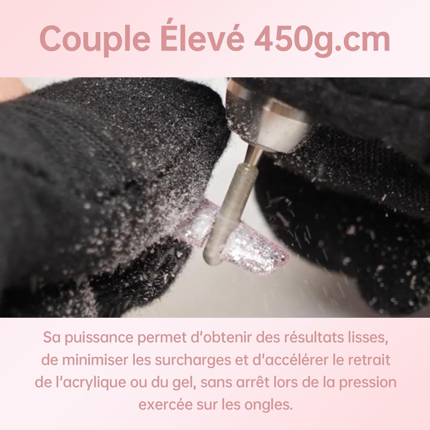 Delanie Ponceuse à ongles professionnelle 35 000 tr/min portable rechargeable avec écran LCD et 6 embouts de ponçage pour pédicure manucure, puissante, silencieuse pour salon/maison – Image 3
