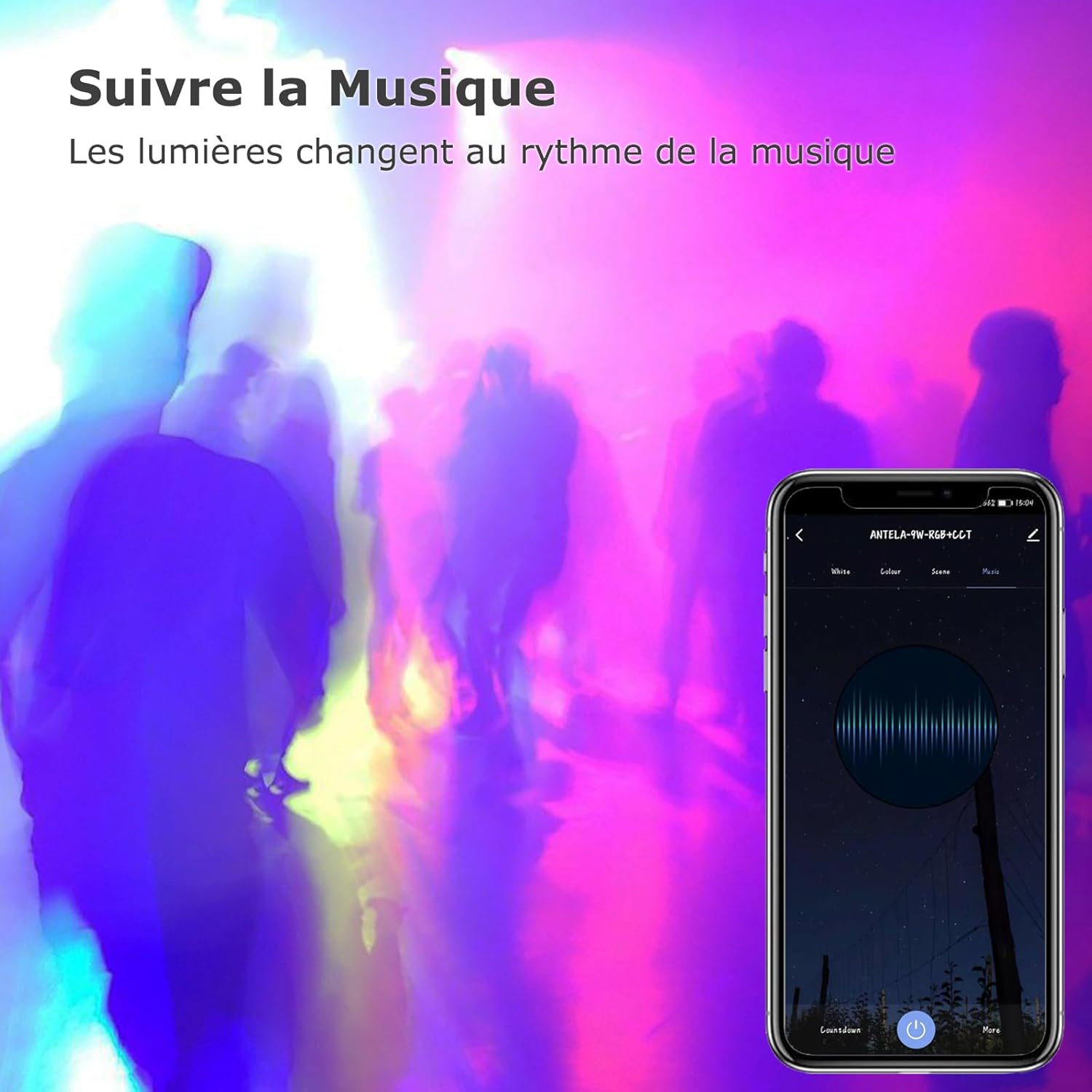 ANTELA 4 x E27 Wifi Ampoule Intelligente LED RVB + CCT 2700K-6500K, Compatible avec Alexa/Google Home, Ampoule Intelligente Aucun Hub Nécessaire – Image 10