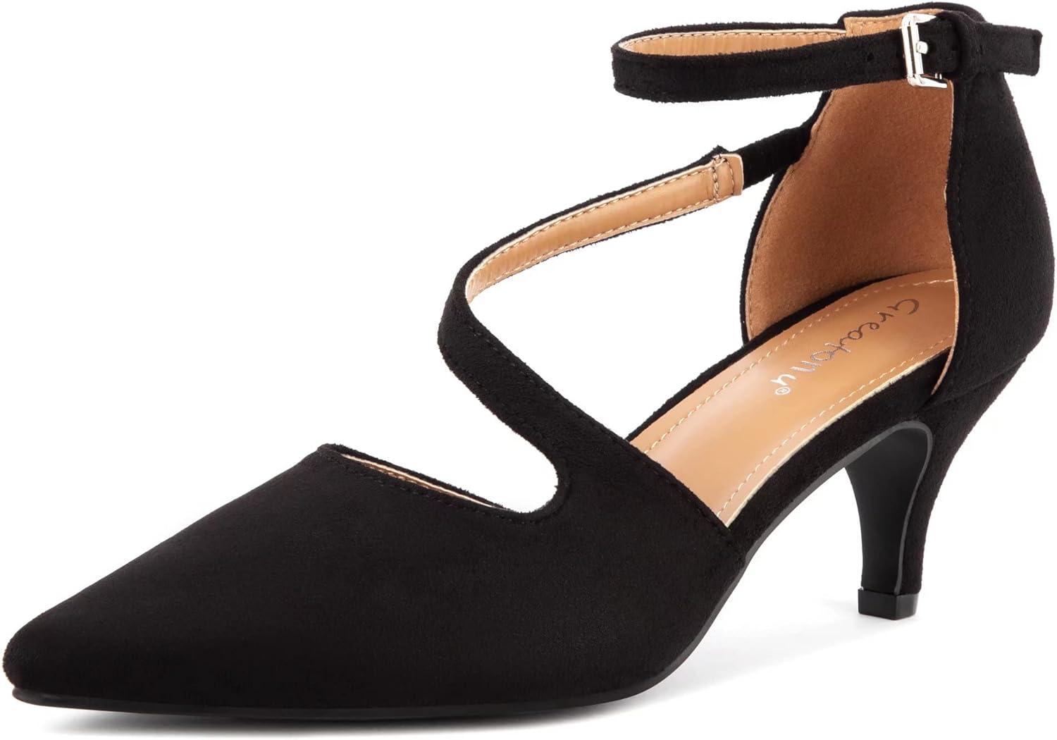 Greatonu Chaussures à talon pointu et bande croisée pour femme – Image 2