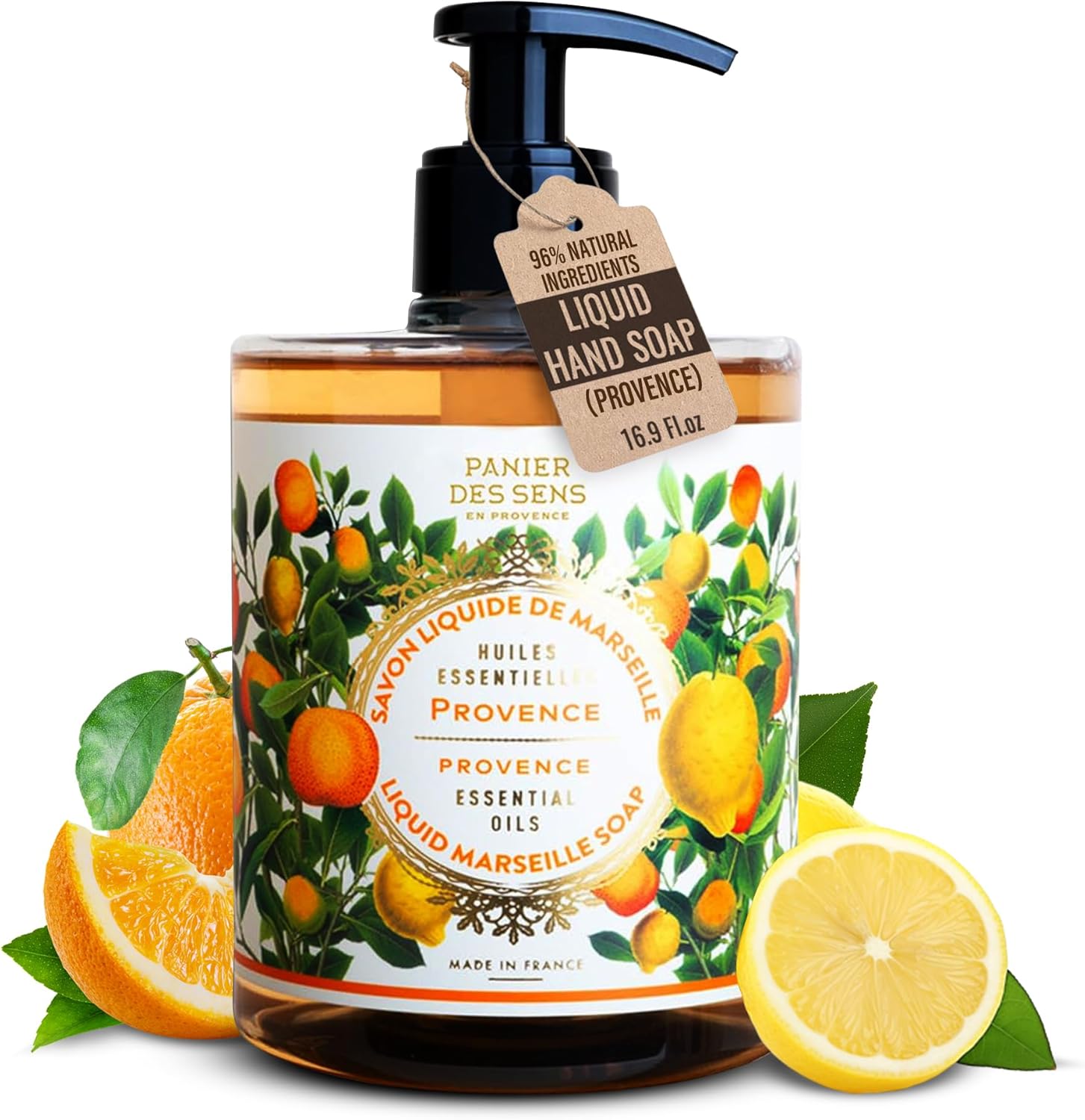 Panier des Sens - Savon Liquide de Marseille de Provence (Citron + Cyprès) - Savon Liquide Hydratant pour les Mains - à l'Huile de Coco - 97% d'ingrédients naturels - Nettoyant pour les Mains Fabriqué en France - 500 ml – Image 2