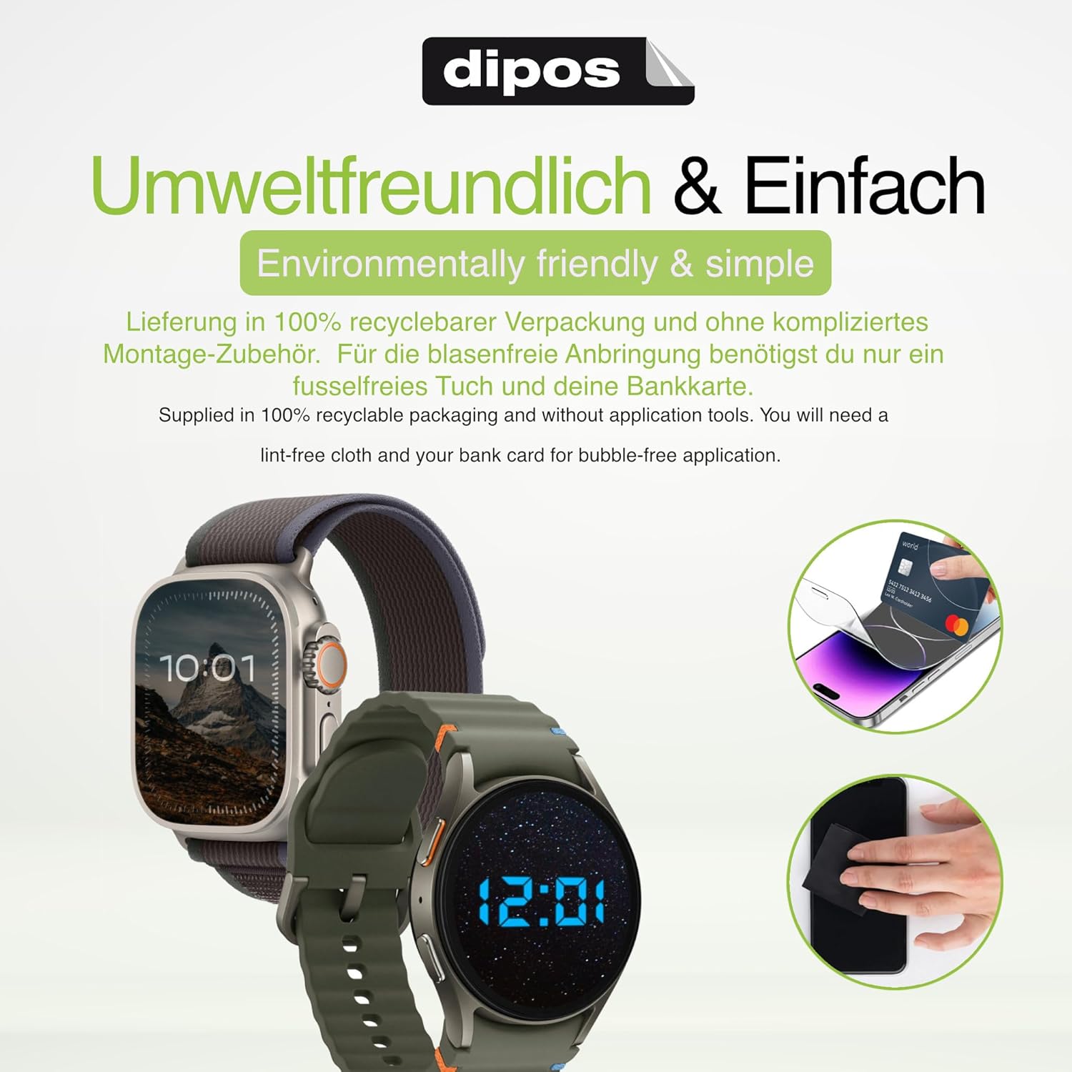 dipos I 6x Protection ecrán mat compatible avec Moweallarge Kids Smartwatch 1.57 Films de protection d'écran – Image 5