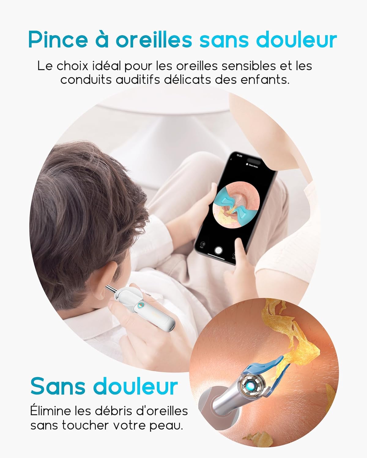 Otoscope numérique HD 1920P pour nettoyage des oreilles avec caméra flexible et pince de nettoyage des oreilles avec caméra pour examen des oreilles, du nez et de la gorge – Image 5