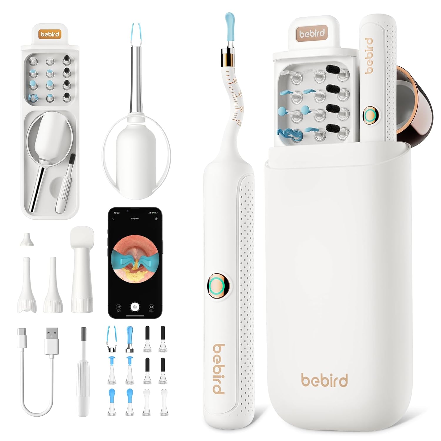 Otoscope numérique HD 1920P pour nettoyage des oreilles avec caméra flexible et pince de nettoyage des oreilles avec caméra pour examen des oreilles, du nez et de la gorge – Image 2