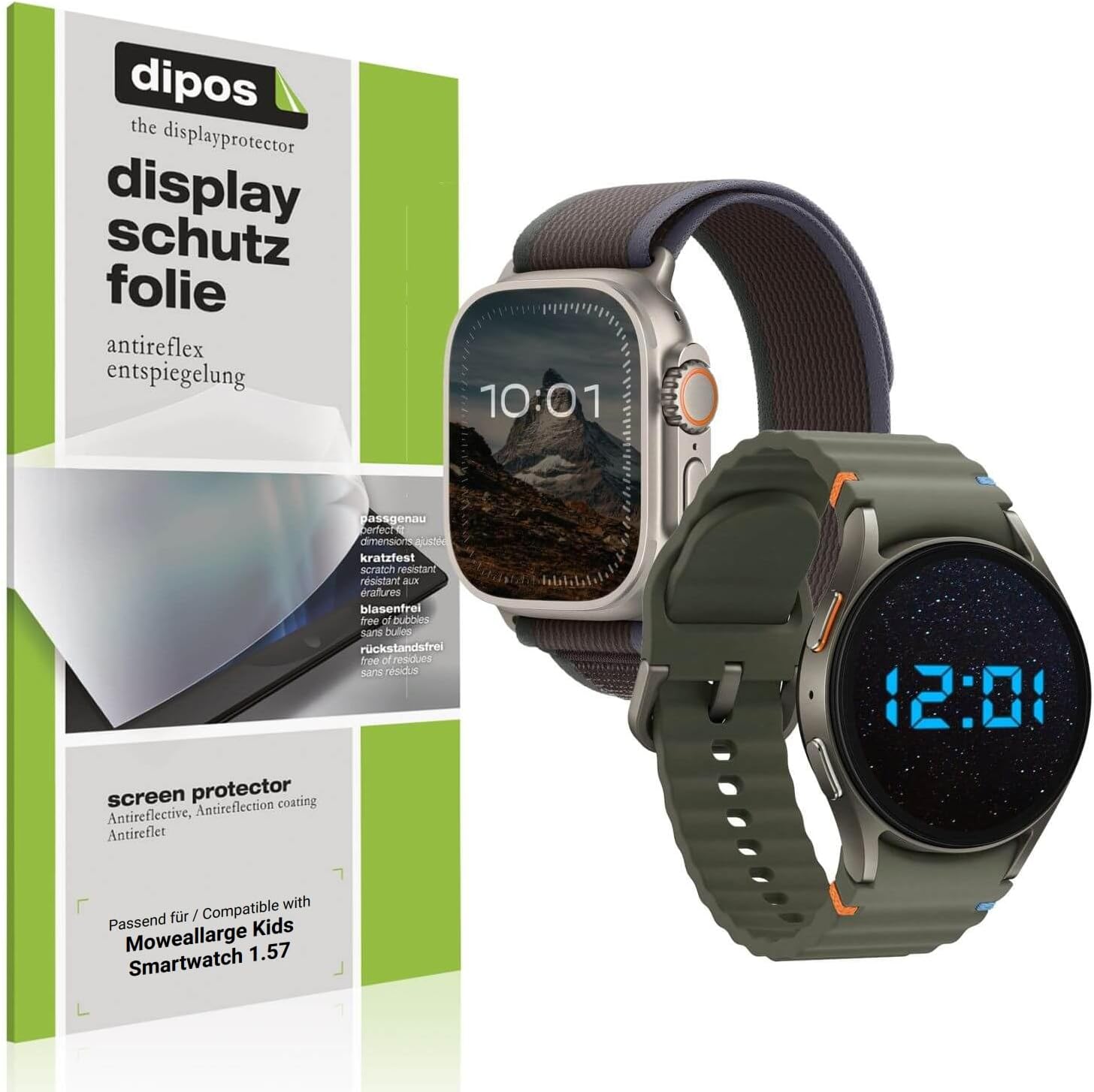 dipos I 6x Protection ecrán mat compatible avec Moweallarge Kids Smartwatch 1.57 Films de protection d'écran – Image 2