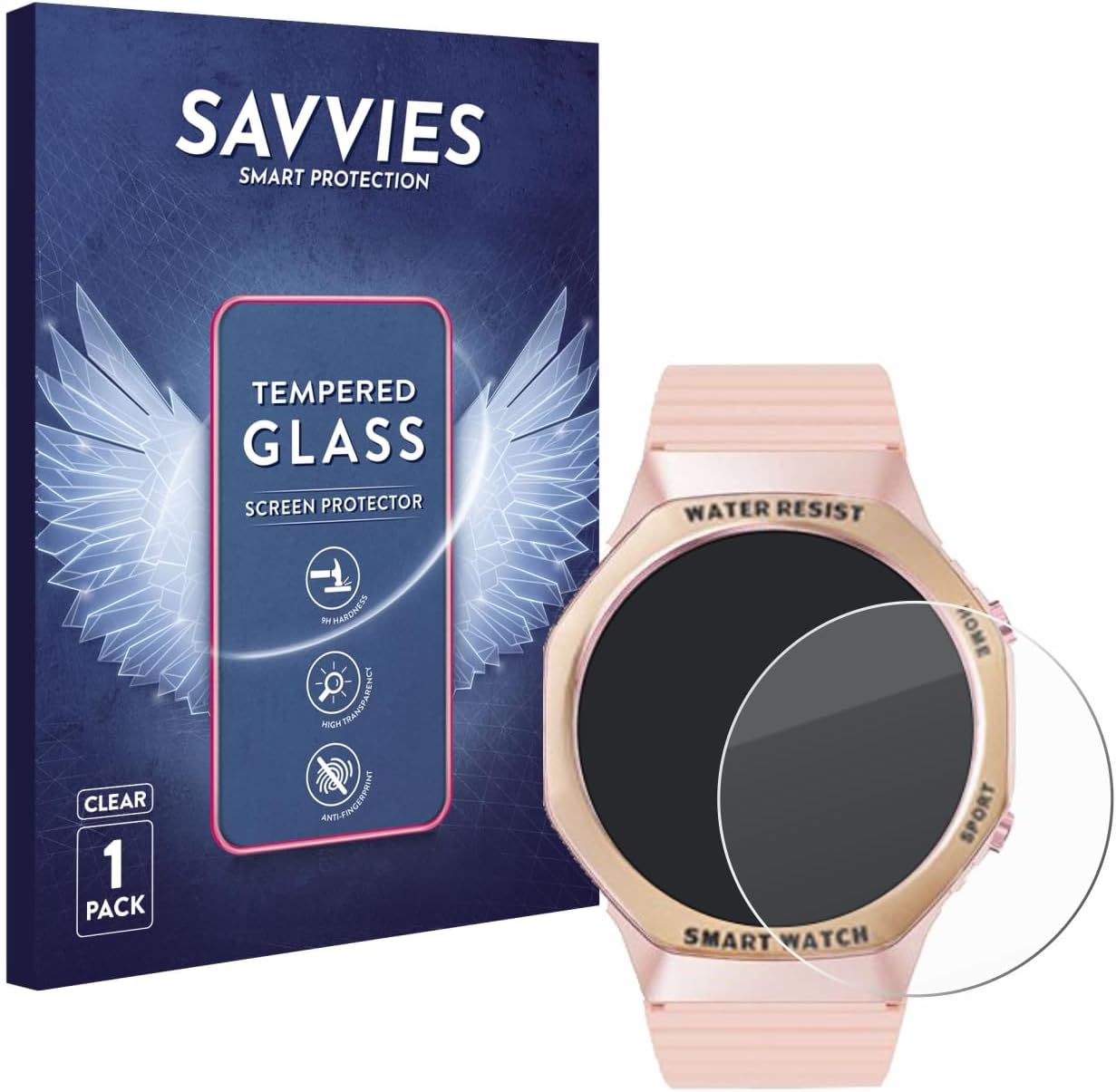 savvies Protecteur d'écran en verre trempé pour montre intelligente Mutoy 1,32 pouces (rond) dureté 9H – Image 2